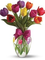Букет из 11 разноцветных тюльпанов