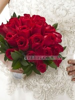Свадебный букет из красных роз "Огненный"