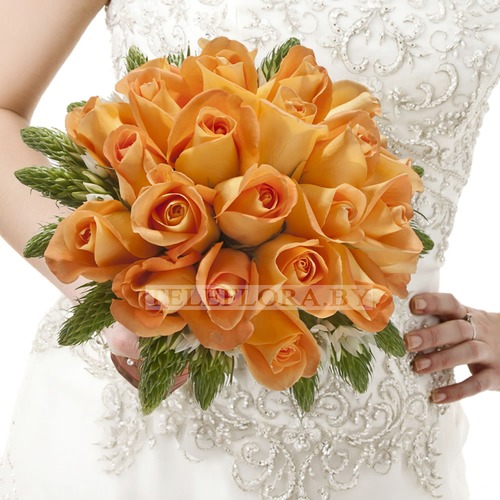 Свадебный букет из оранжевых роз "Натали 2"