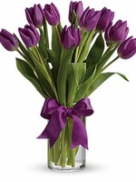 Букет из 11 фиолетовых тюльпанов