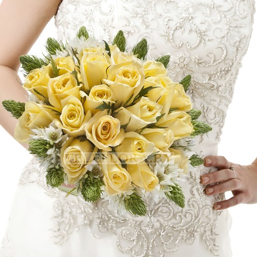 Свадебный букет из жёлтых роз "Яркая Осень"